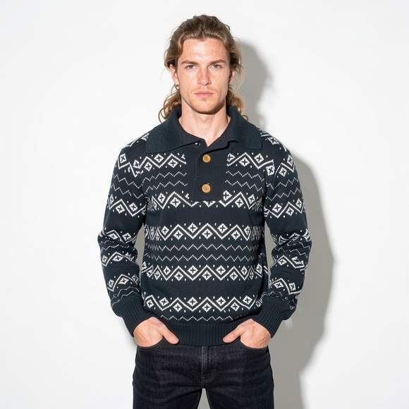 Richman Brothers Other - RICHMAN BROTHERS FAIR ISLE SHAWL COLLAR SWEATER VINTAGE 60s 70s MEN'S MEDIUM